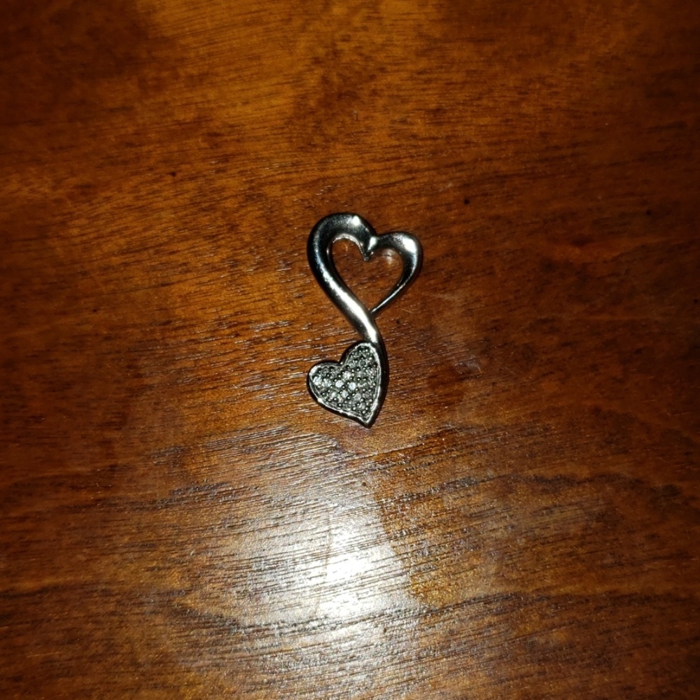 Real Silver Double Heart Charm